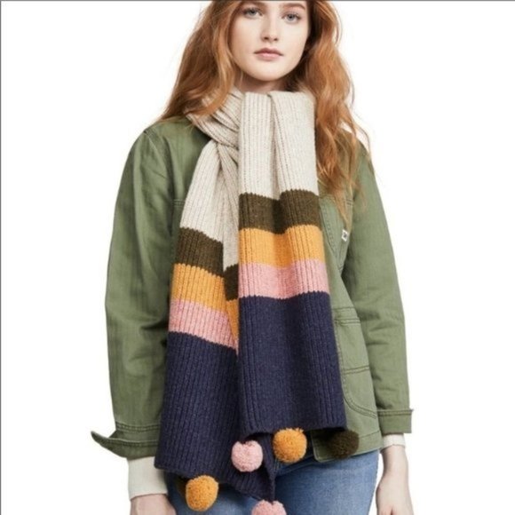 Madewell Striped Pom-Pom Scarf - Picture 1 of 6